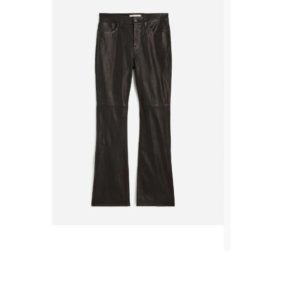Madewell Womens $495 Kick Out Full Length Pants in Leather Black Size 28 NS288 - Picture 1 of 11